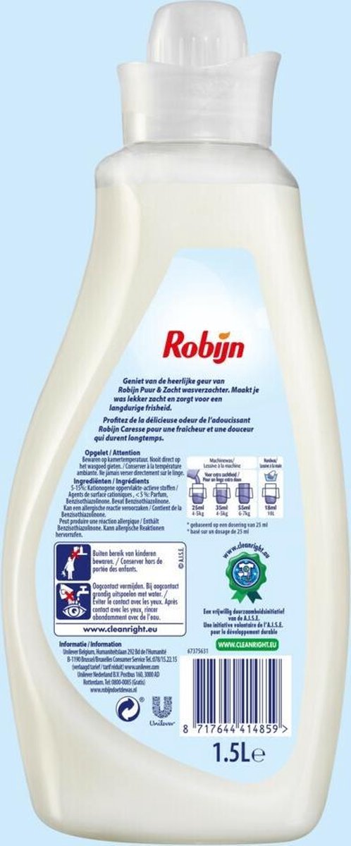 Robijn Wasverzachter - Puur & Zacht 30 wasbeurten