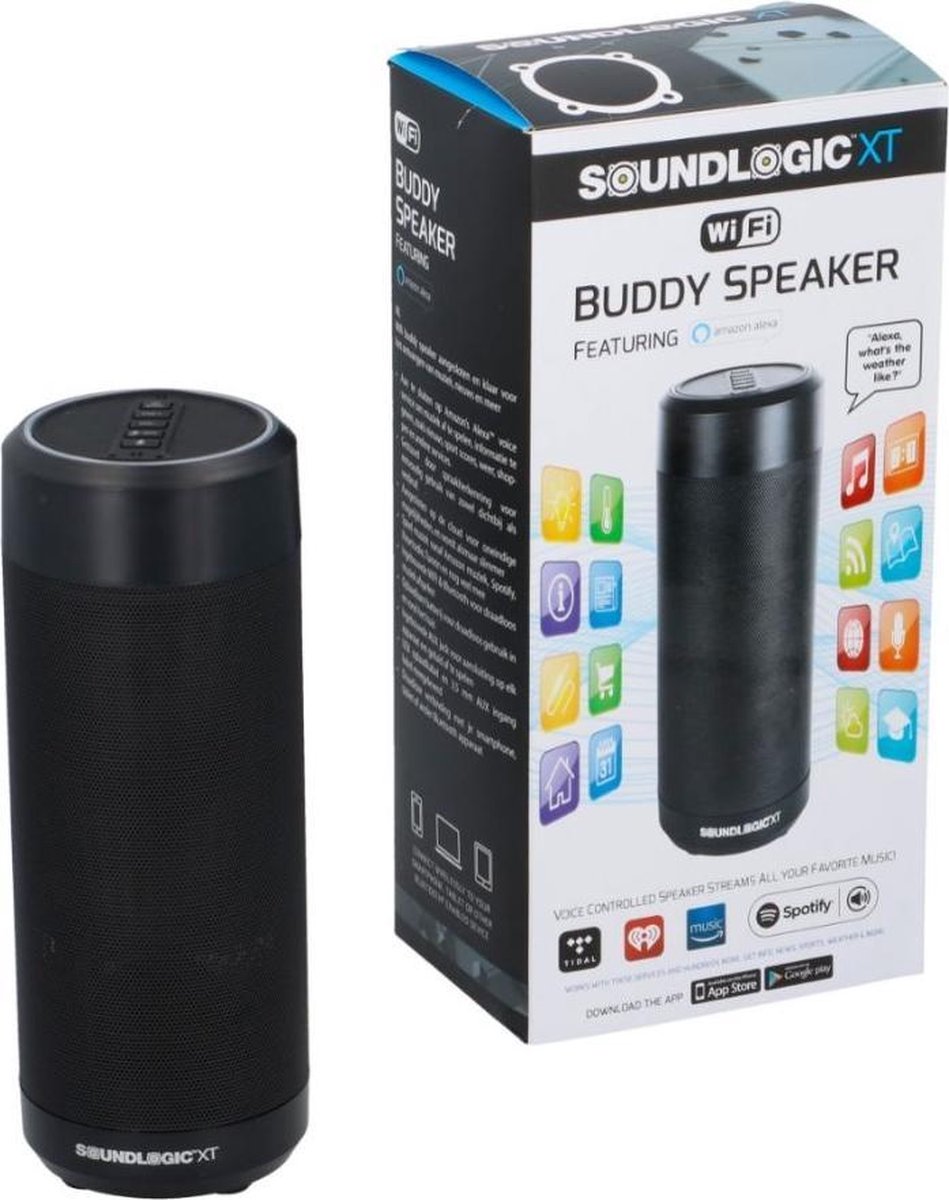 SoundLogic Stem Bestuurbare / Slimme Bluetooth Speaker - 28,5 x 13,7 x 10 cm - Zwart