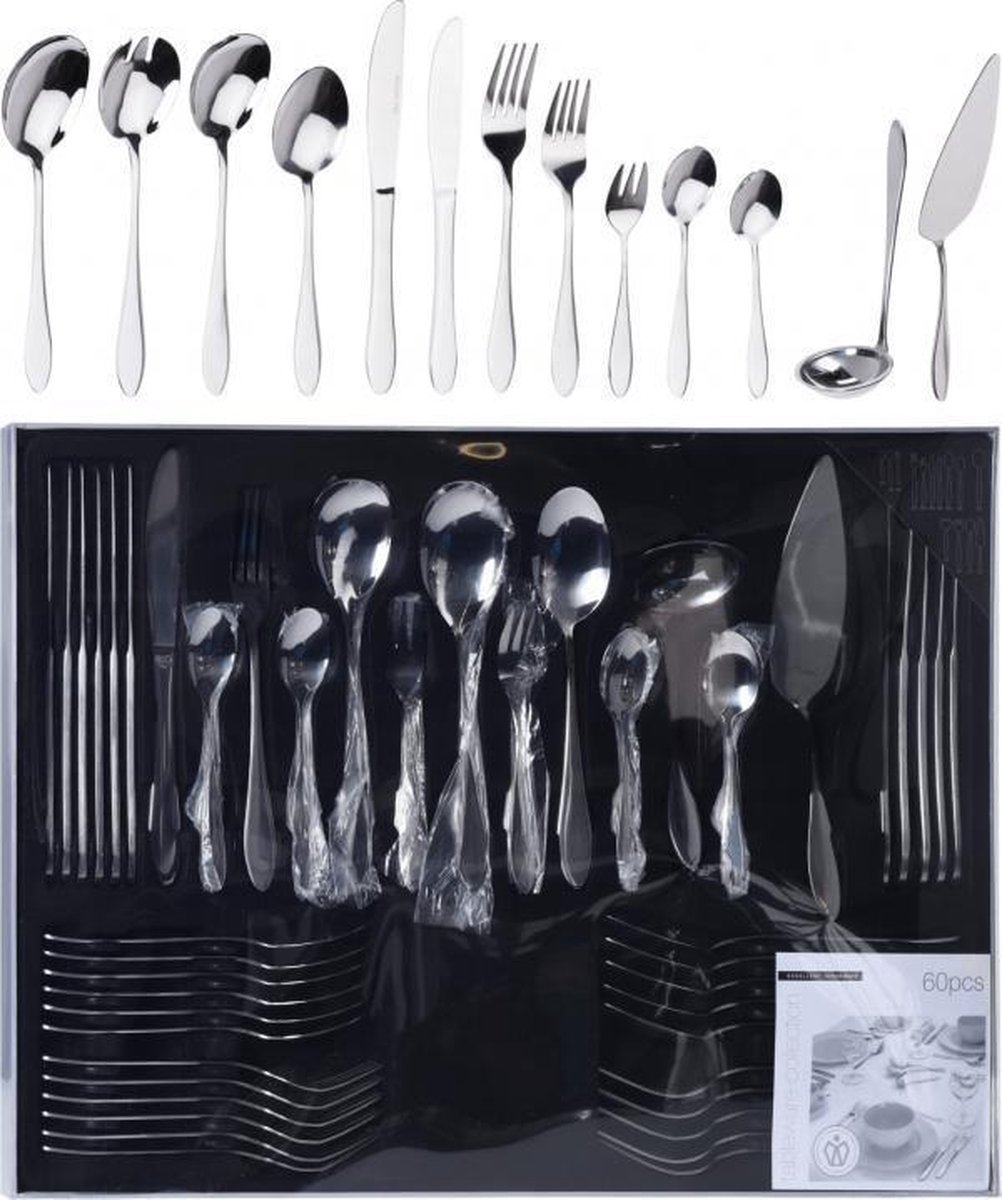 Excellent Houseware Bestekset RVS - 60 Delig - Silver