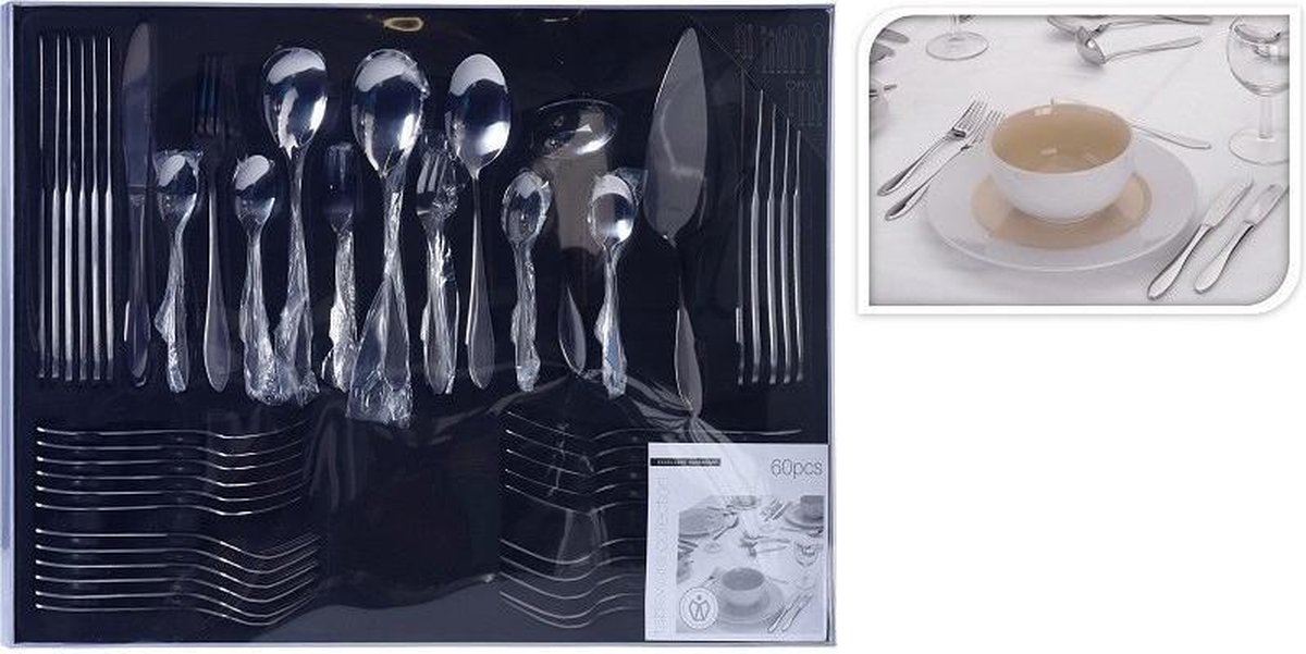 Excellent Houseware Bestekset RVS - 60 Delig - Silver