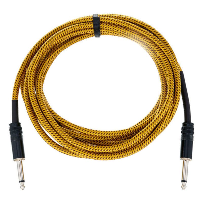 Cordial EI5PP-TWEED-YE Elements instrumentkabel 6.3 TS jack recht 5m tweed geel