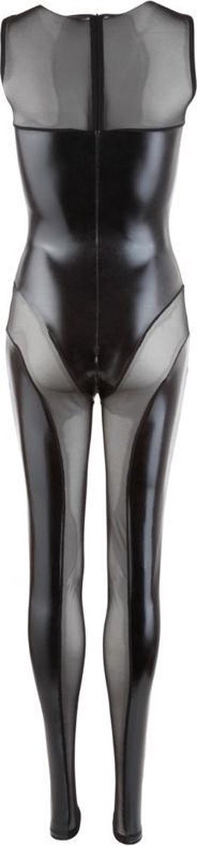 Cottelli Collection Catsuit Gaas en Wetlook - Zwart
