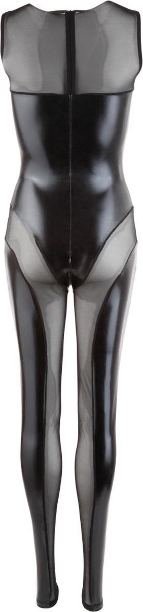 Cottelli Collection Catsuit Gaas en Wetlook - Zwart