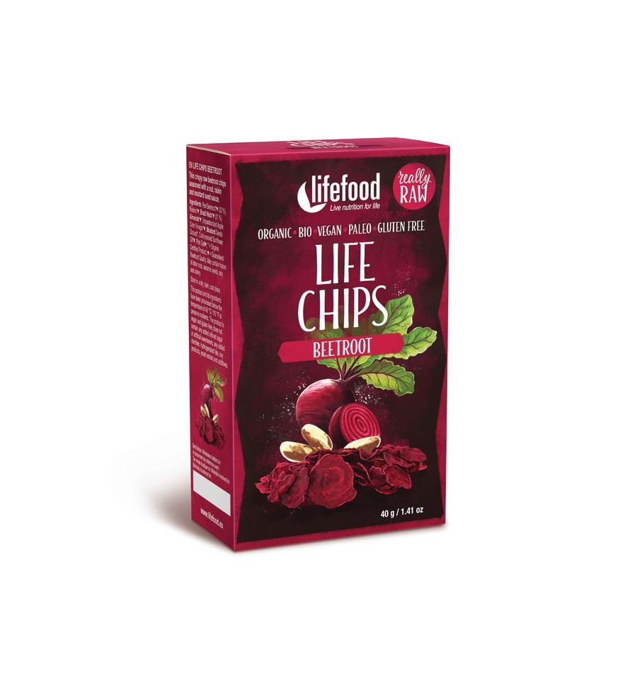 Lifefood techips rode biet raw & bio 40 gram - Groen