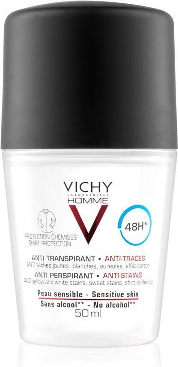 Vichy Homme Anti-transpirant Deodorant 48u Anti-witte en Gele Vlekken roller - 50ml