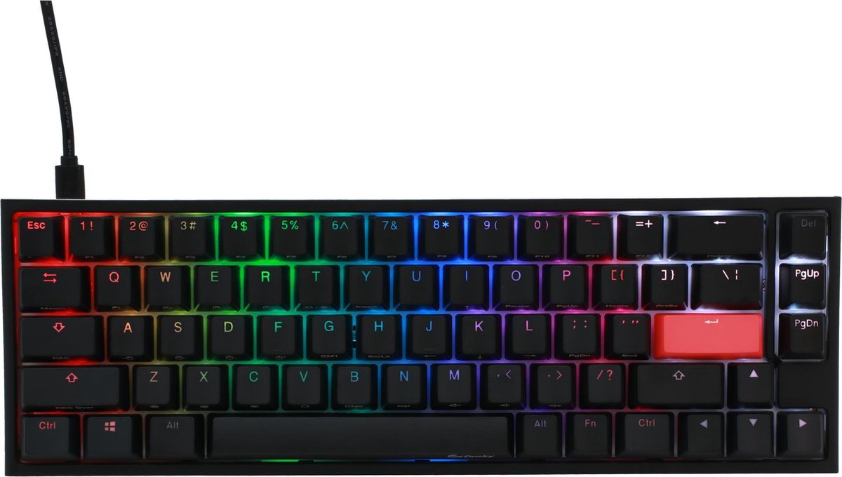 Ducky One 2 SF RGB (MX Silent Red, US Lay-out, RGB leds, TKL, PBT Double Shot) - Zwart