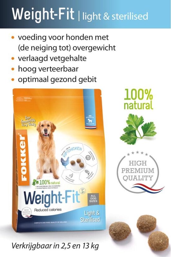 Fokker Dog Weight-Fit Kip - Hondenvoer - 2.5 kg