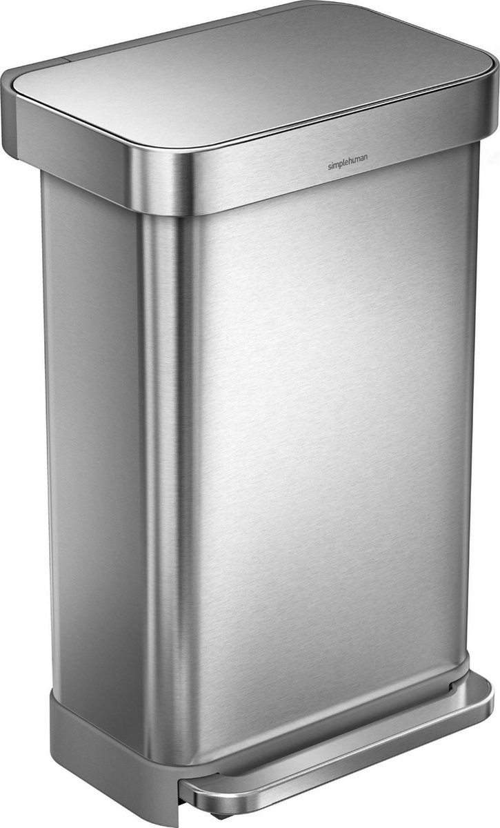 Simplehuman Rectangular Liner Pocket 45 Liter Rvs - Silver