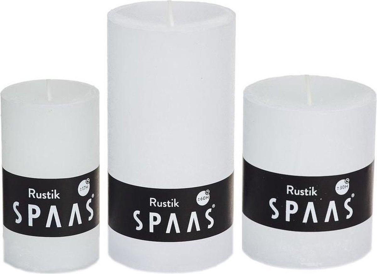 Spaas 3xte Rustieke Cilinderkaarsen/stompkaarsen Set 5 X 8 Cm / 7 X 8 Cm / 7 X 13 Cm - Geurloze Kaarsen - Woondecoraties - Wit