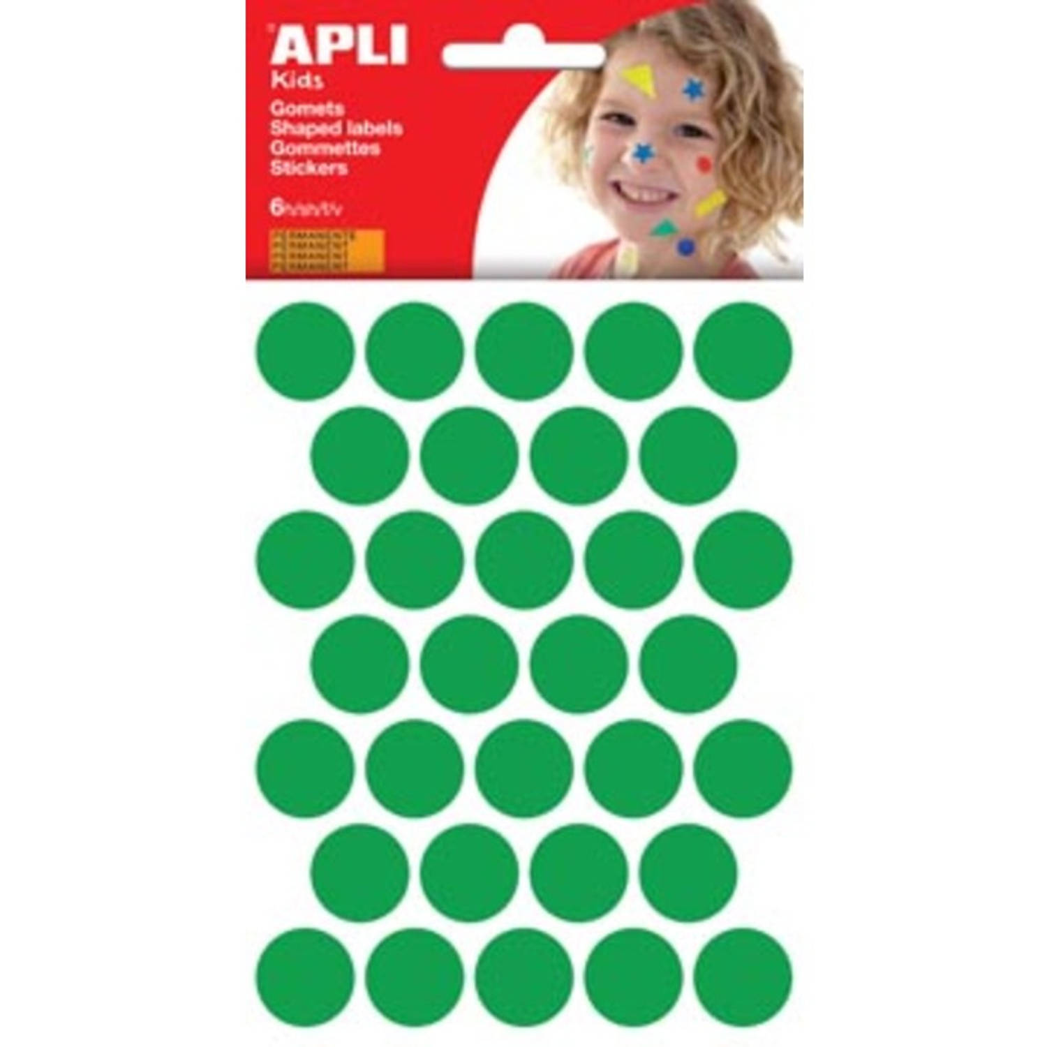 Apli Kids Stickers, Cirkel Diameter 20 Mm, Blister Met 180 Stuks, - Verde