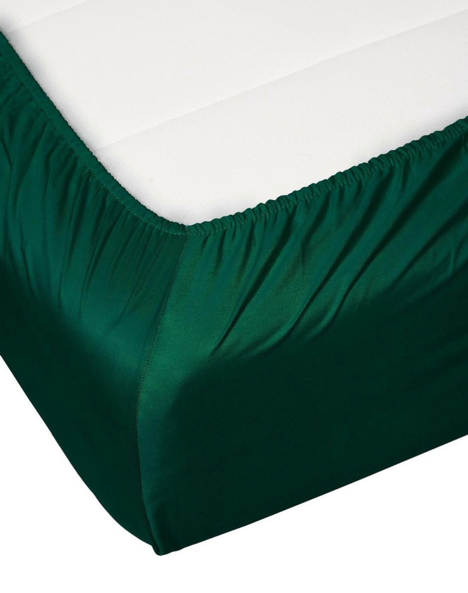 Essenza Satin Hoeslaken - 100% Katoen-satijn - 1-persoons (80x200 Cm) - Pine Green - Groen