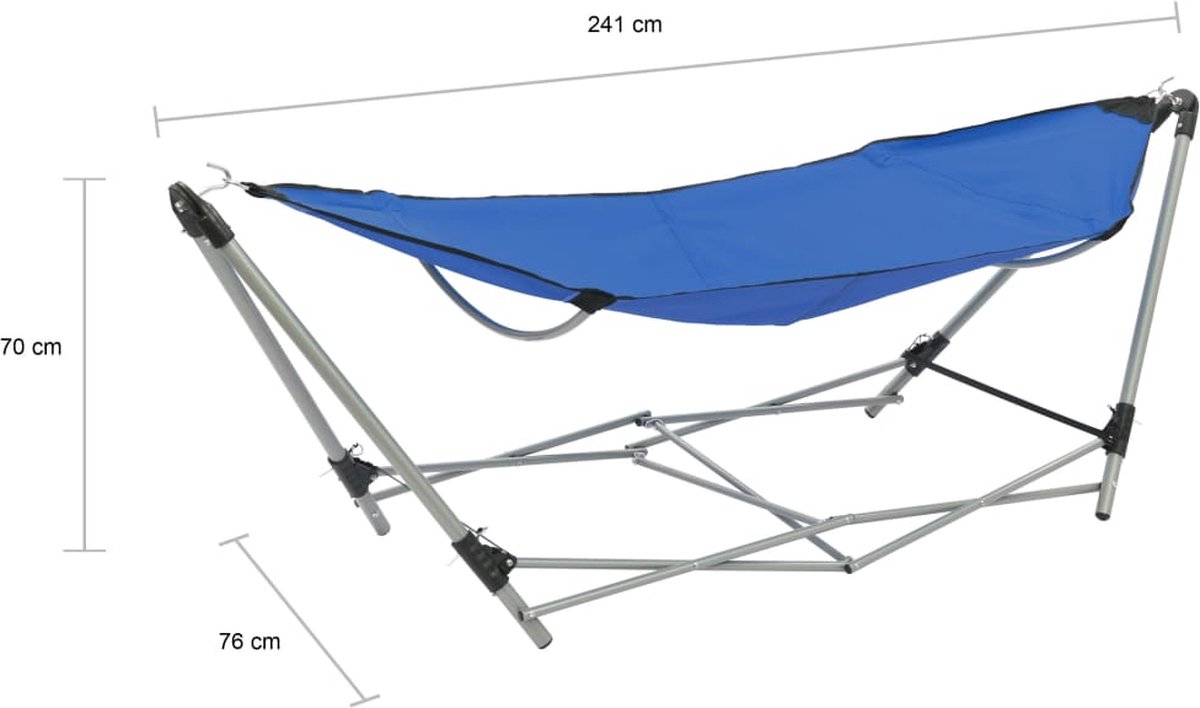 Vidaxl Hangmat Met Inklapbare Standaard - Blauw