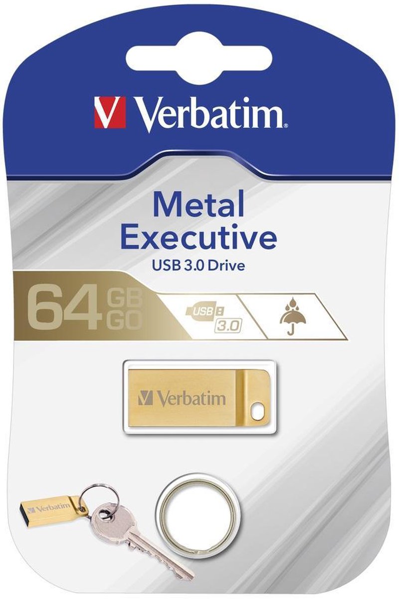 Verbatim USB-sticks 64GB Metal Executive USB 3.0 Flash Drive � Gold