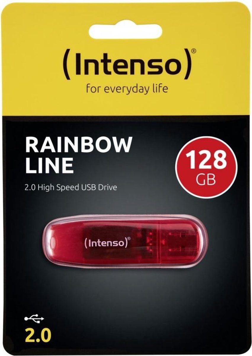 Intenso Rainbow USB flash drive 128 GB USB Type-A 2.0, Transparant - Rood