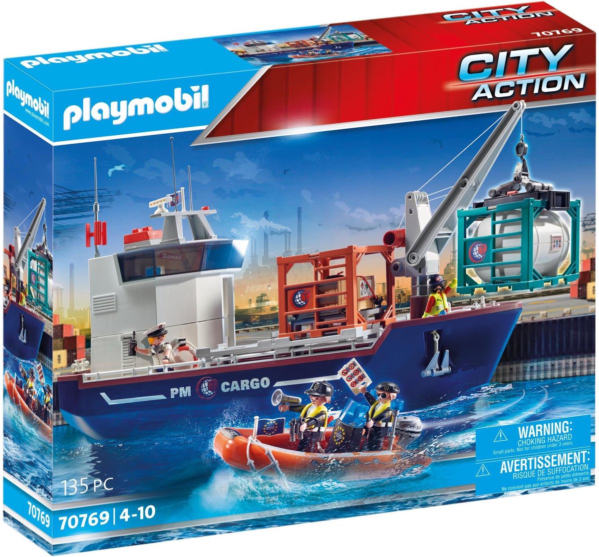 Playmobil 70769 Groot Containerschip Met Douaneboot