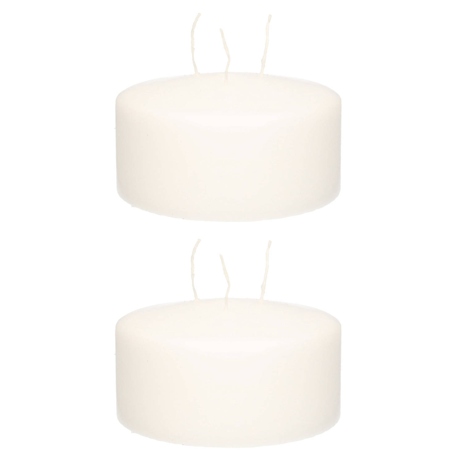 Enlightening Candles 2x Stukste Multi Lonten Kaars 15 X 8 Cm 62 Branduren - Geurloze Kaarsen - Woondecoraties - Wit