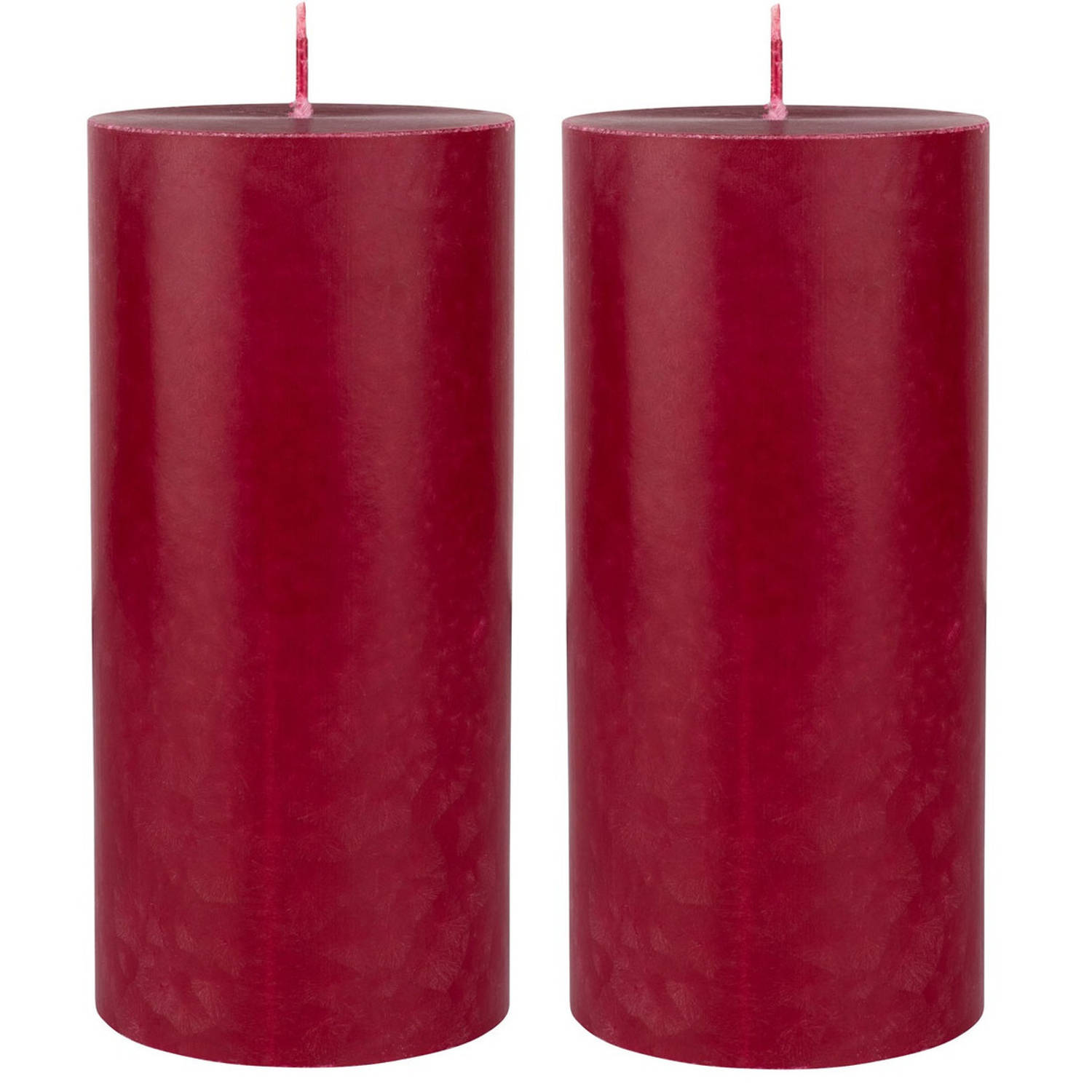 Duni 2x Stuks Bordeaux Cilinderkaarsen/stompkaarsen 15 X 7 Cm 50 Branduren - Geurloze Kaarsen - Rood