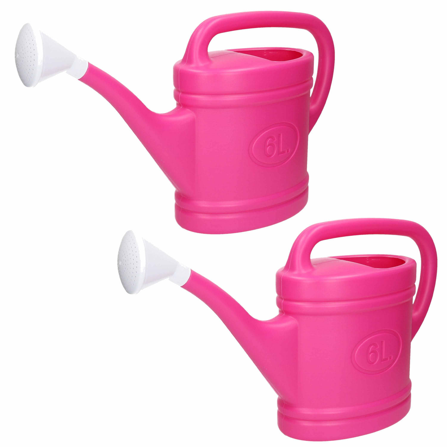 Forte Plastics 2x Stuks Tuin Planten Gieter Met Broeskop 6 Liter - Planten Water Geven - Kunststof - 53 X 15 X 32 Cm - Roze