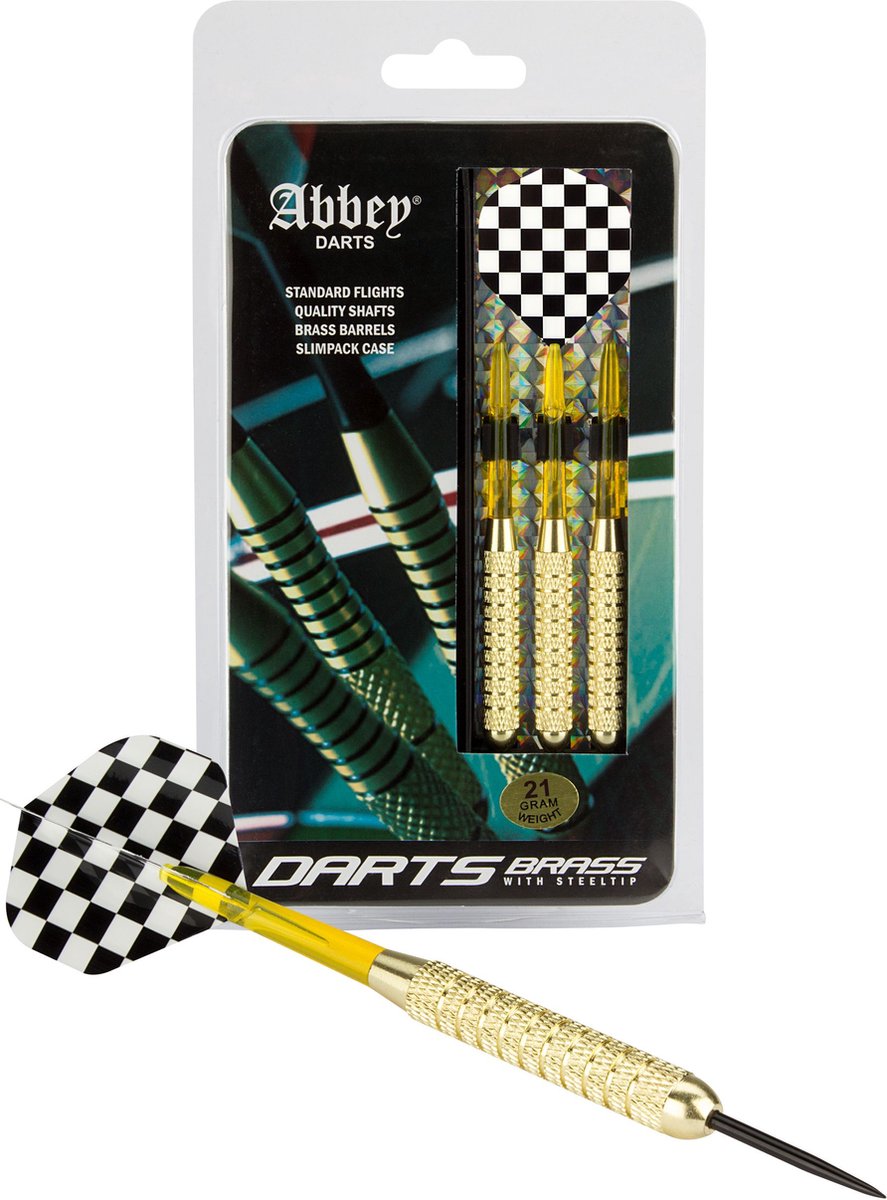 Abbey Darts Brass Dartpijlen Black Blocks - 3 Stuks - Zwart