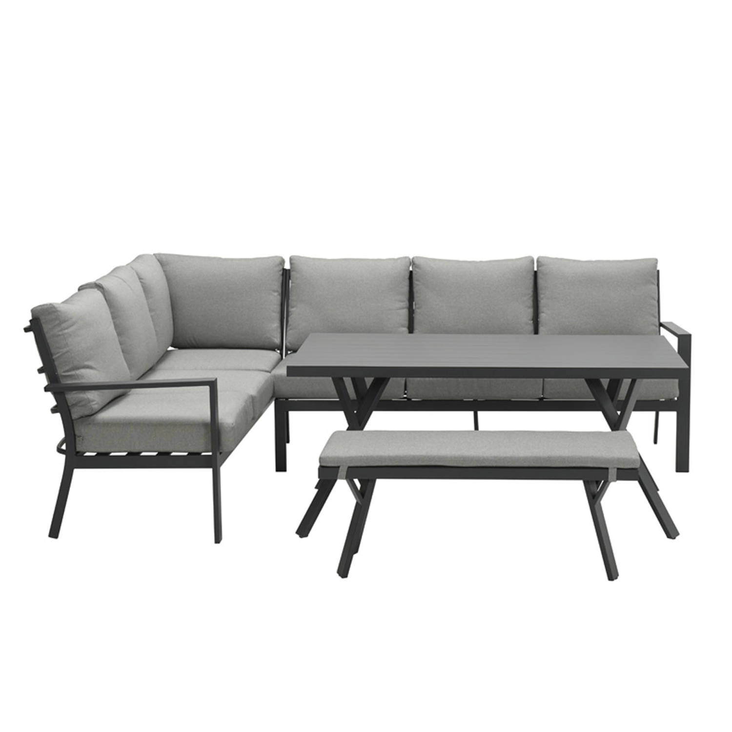 Garden Impressions Senja Lounge Dining Set 4-delig Links - Donker - Grijs