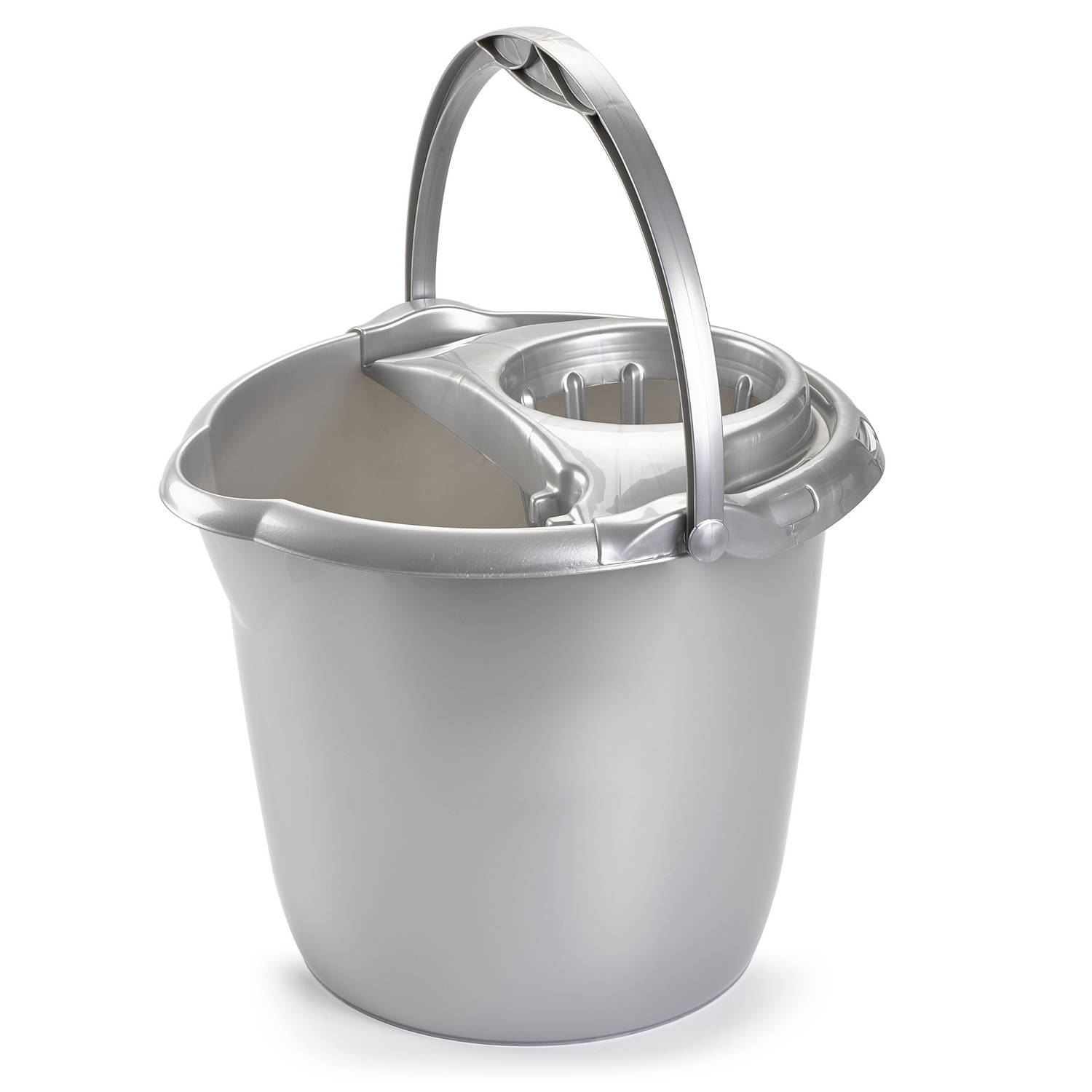 Forte Plastics Zilver Grijze Dweilemmer/mopemmer 15 Liter 38 X 34 Cm - Vloer Reinigen - Kunststof/plastic Dweil Emmer - Silver