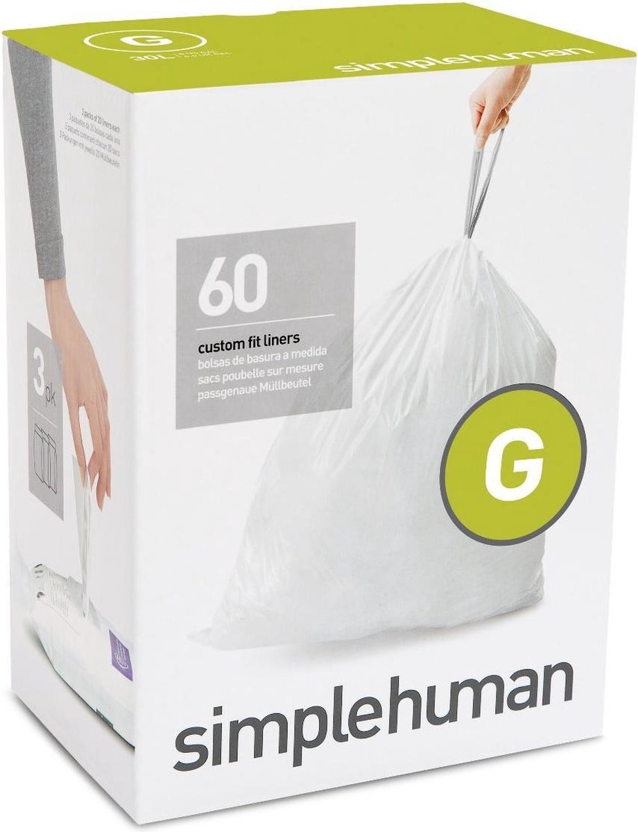 Simplehuman Vuilniszakken Code G - 30 Liter (60 stuks) - Blanco