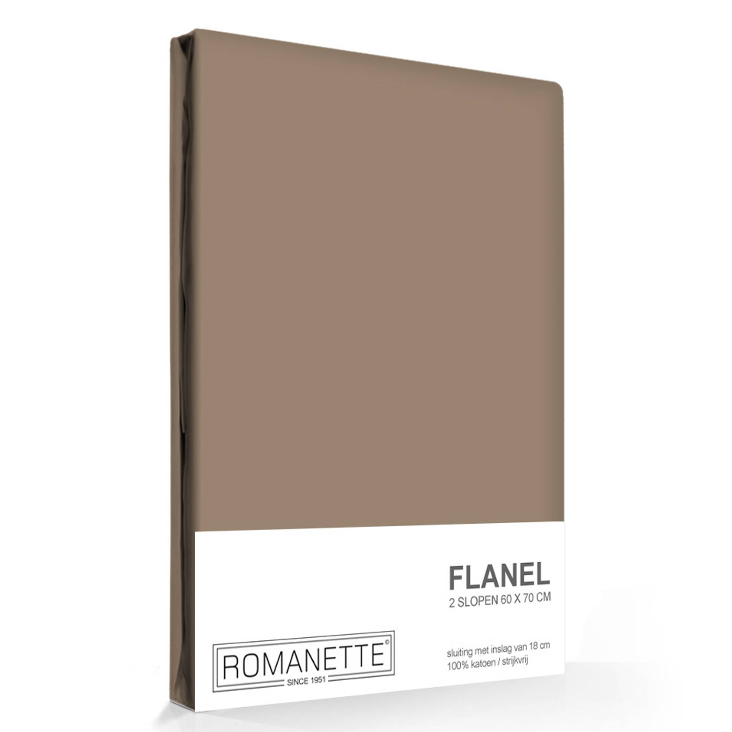 Romanette Flanellen Kussenslopen Taupe (2 Stuks) - Bruin