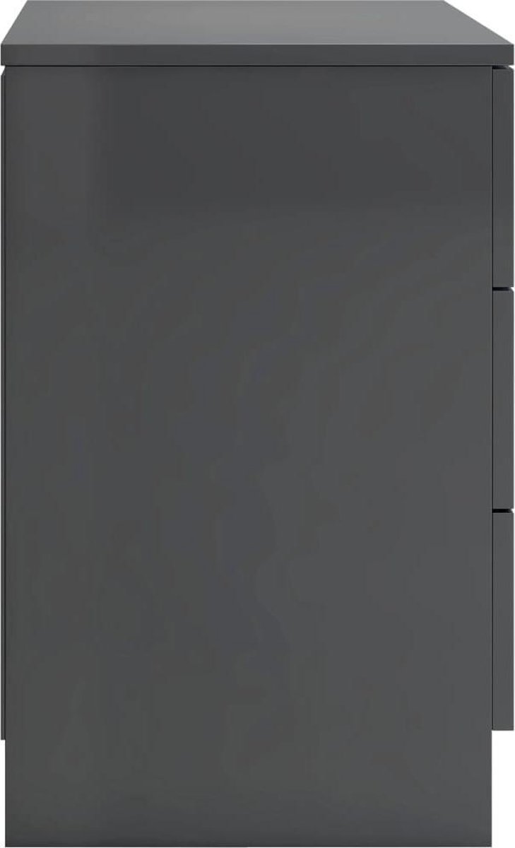 Vidaxl Nachtkastje 38x35x56 Cm Spaanplaat Hoogglans - Grijs