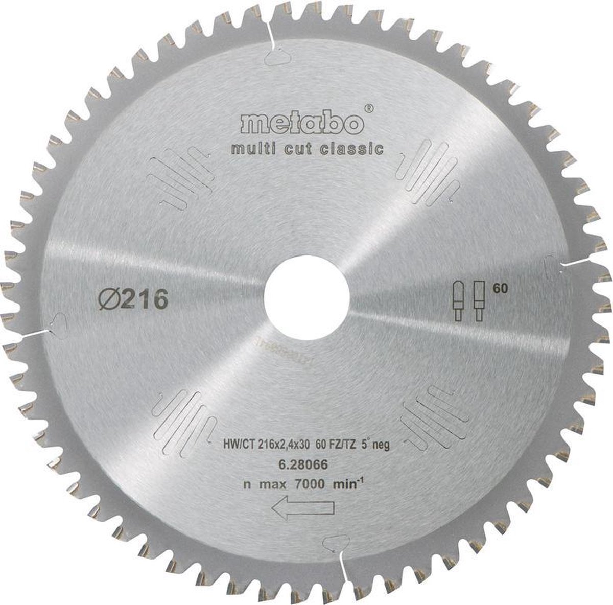 Metabo Multi Cut Zaagblad Universeel 216x30x1,8mm 60T