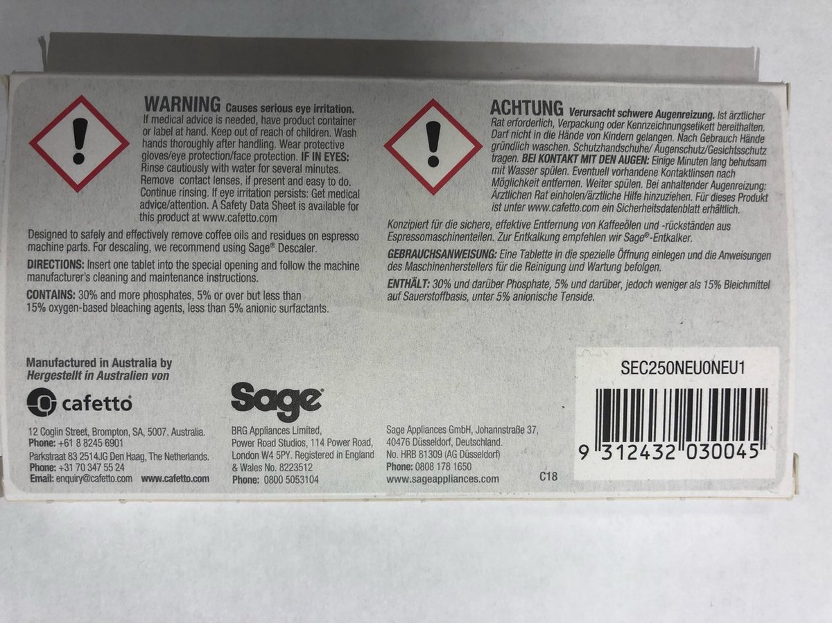 Sage Reinigingstabletten