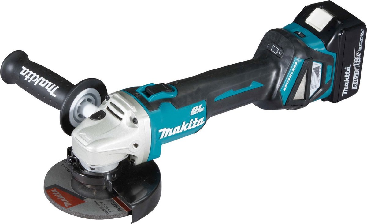 Makita DGA511RTJ 18v Haakse slijper 125mm | 18v 5.0Ah Li-ion in M-box