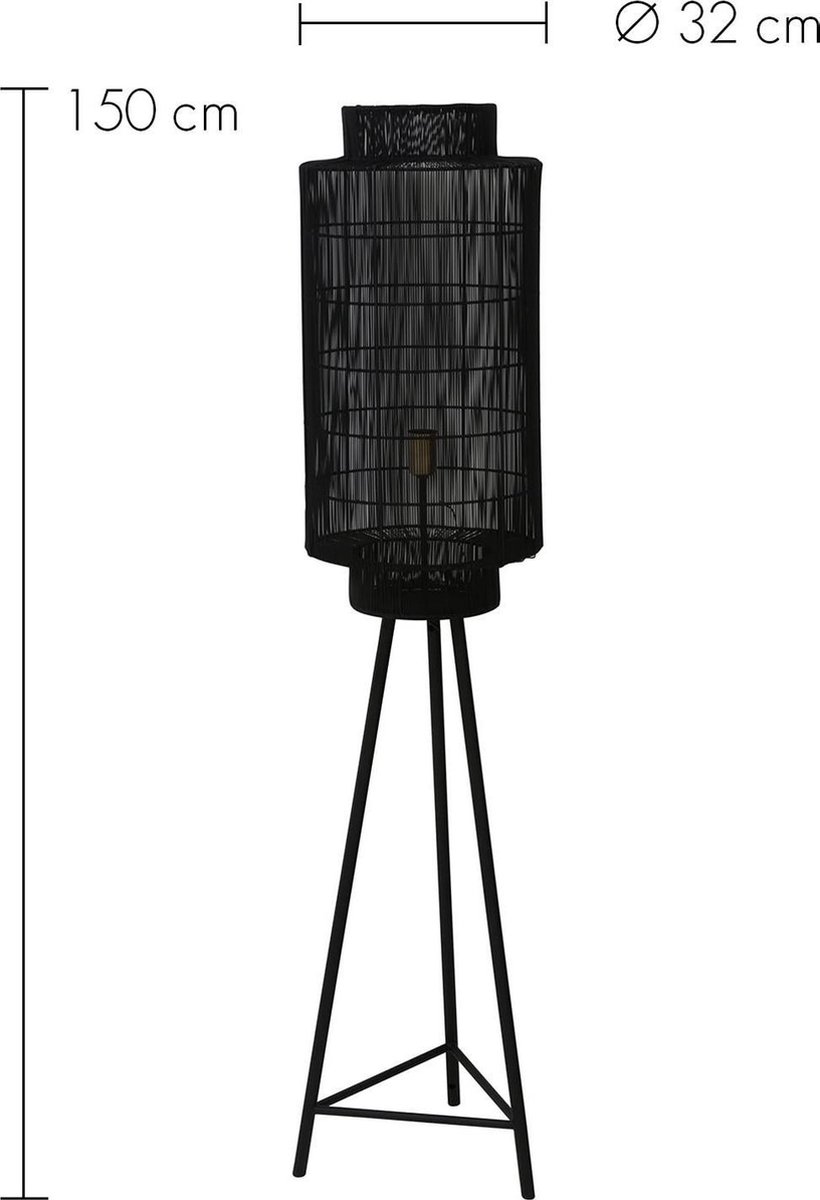 Light & Living Light & Living - Light & Living Gruaro Vloerlamp Ø32 X 150 Cm - Zw - Zwart