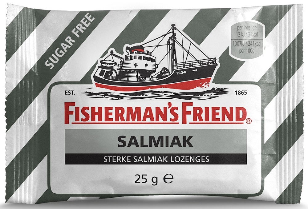 Fisherman's Friend Fishermans Friend Salmiak Sterke Salmiak Lozenges Suikervrij/Wit - Zwart