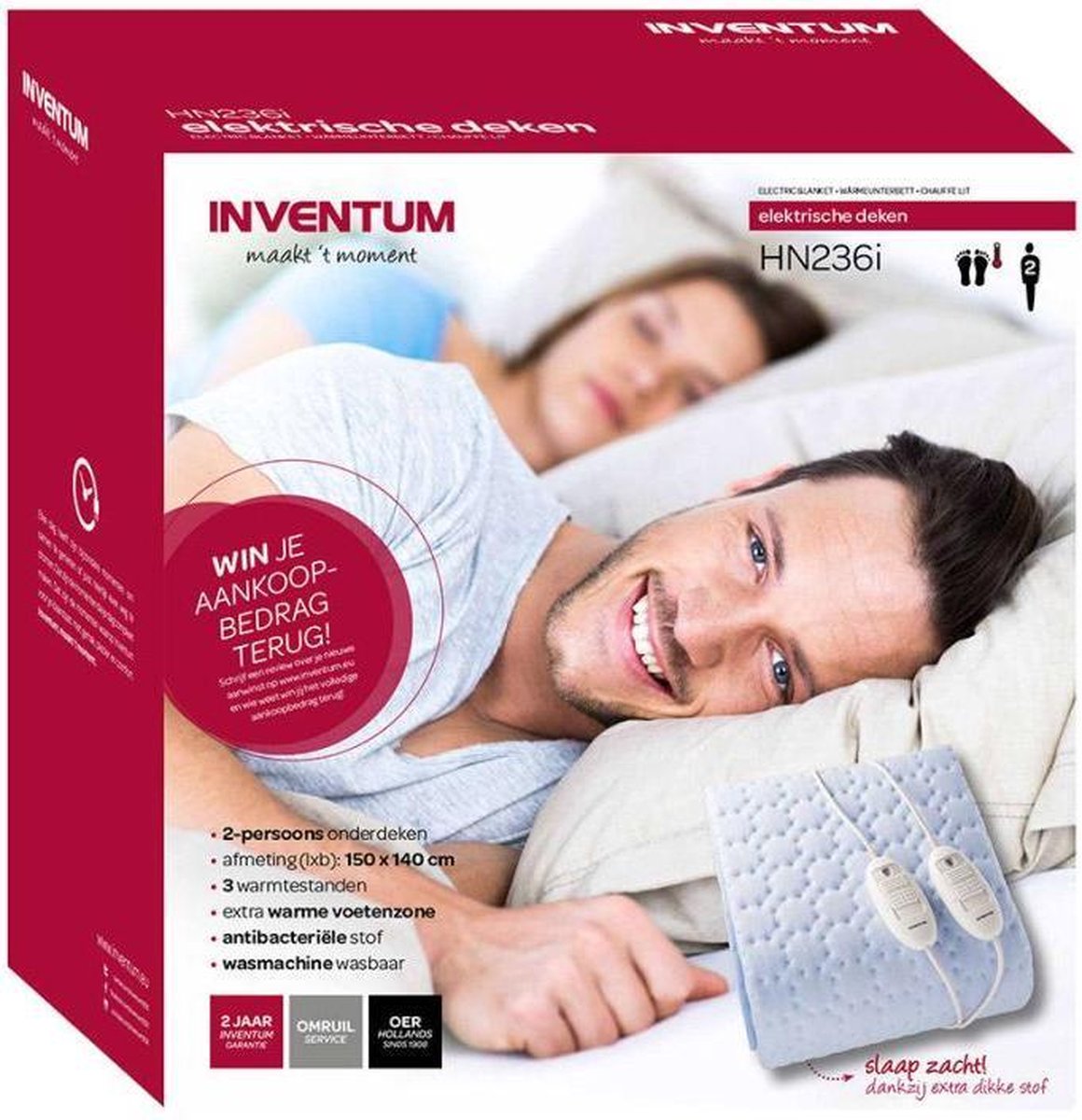 Inventum Elektrische Deken 236i - 2 Persoons - Blauw