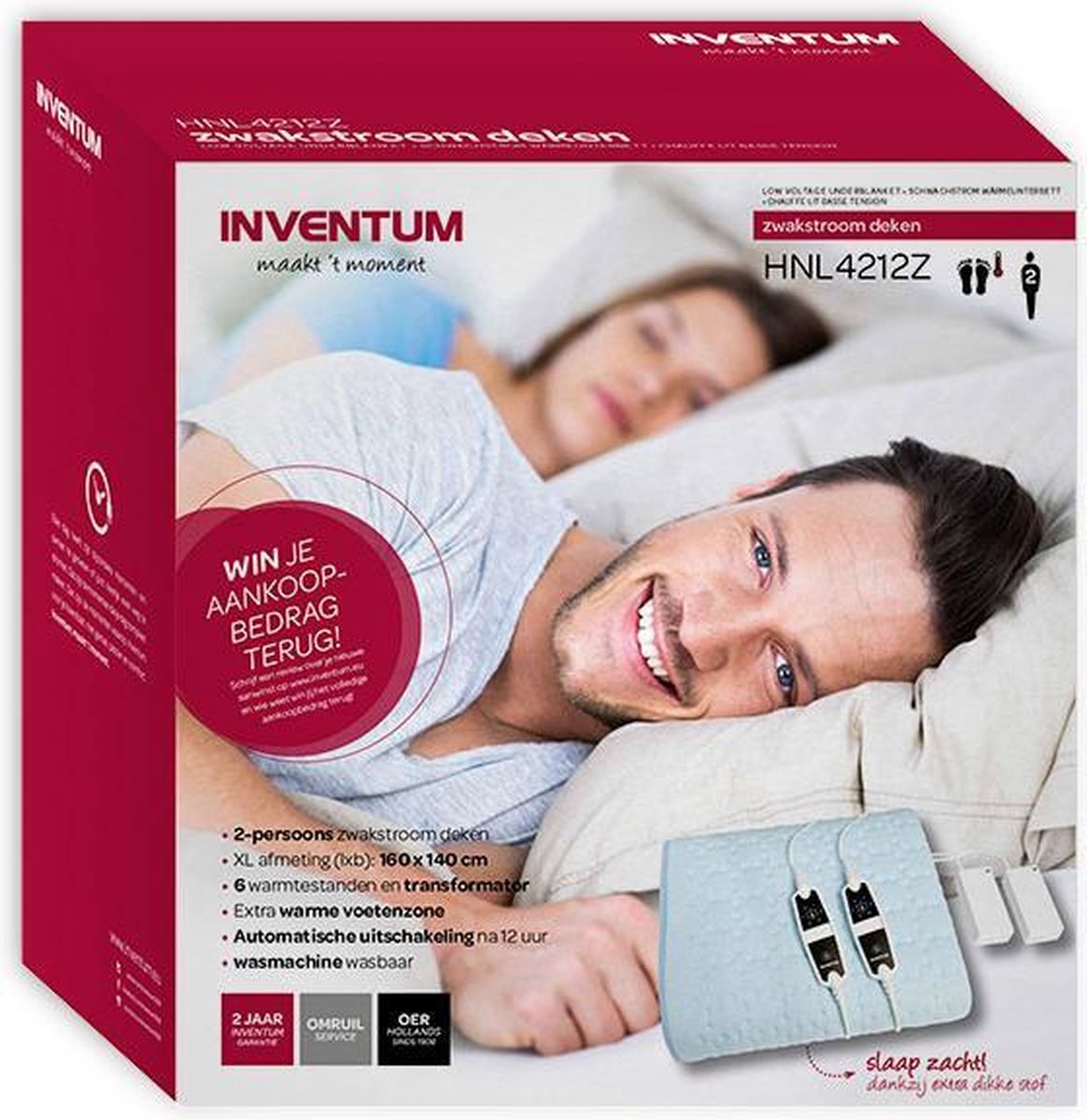 Inventum Elektrische Zwakstroomonderdeken Hnl4212z - 2 Persoons - Blauw