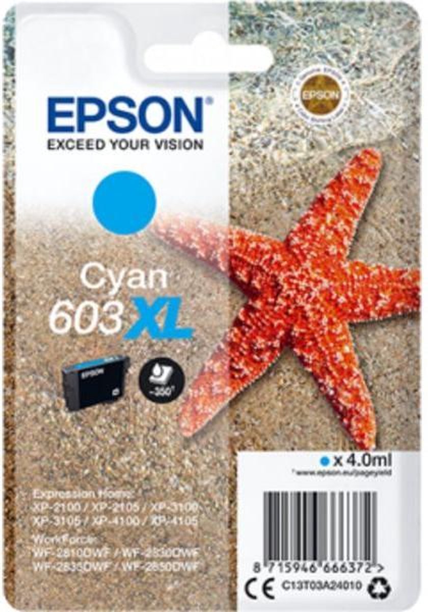 Epson 603XL Cartridge Cyaan - Blauw