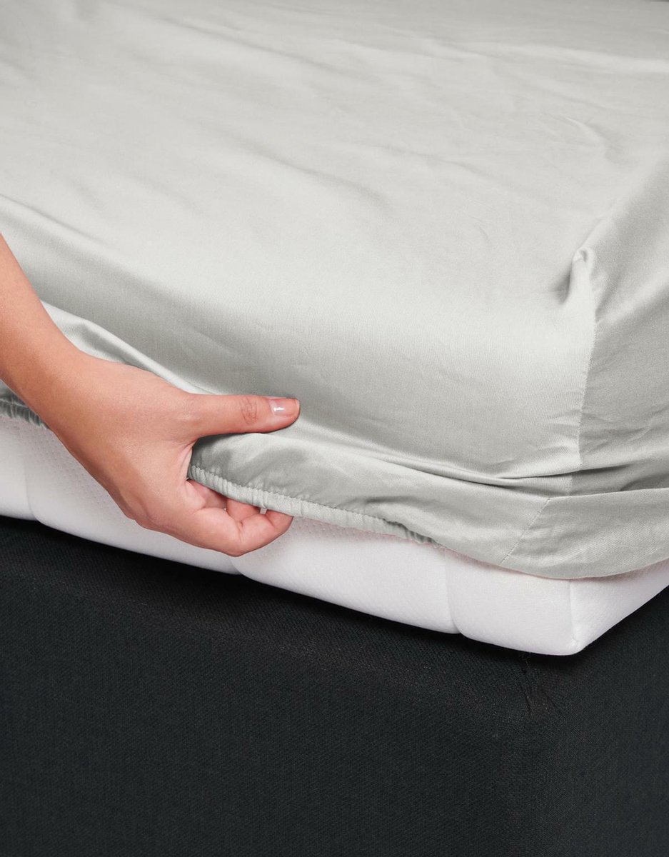 Essenza Satin Hoeslaken - 100% Katoen-satijn - 1-persoons (80x200 Cm) - - Silver