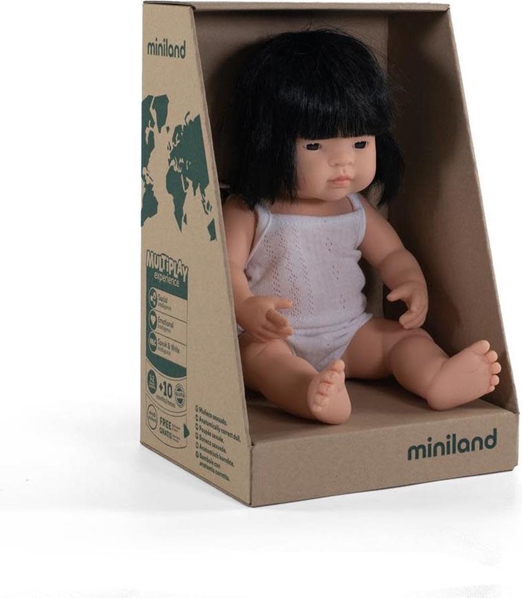 Miniland Babypop Meisje Met Vanillegeur 38 Cm Donkerbruin