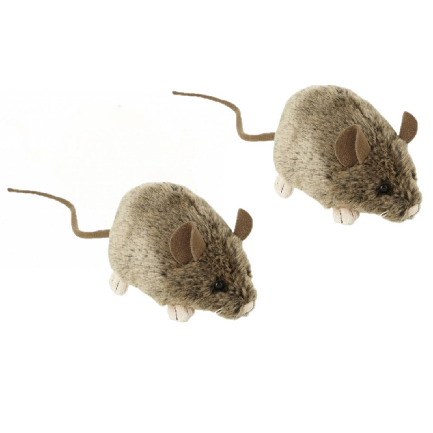 2x Stuks Pluche Knuffel Muis/muizen Van 12 Cm - Speelgoed Dieren Voor Kinderen