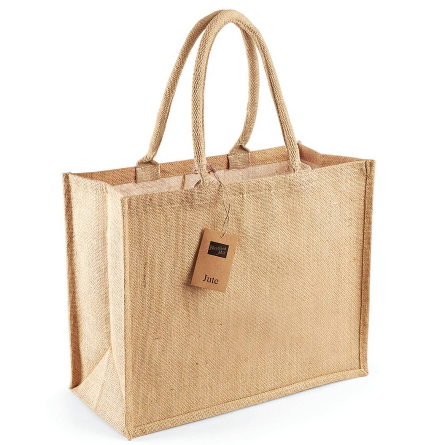 Westford Mill Jute Boodschappentas/shopper Naturel 42 X 33 X 19 Cm - Naturel Goodiebag 21 Liter - Beige