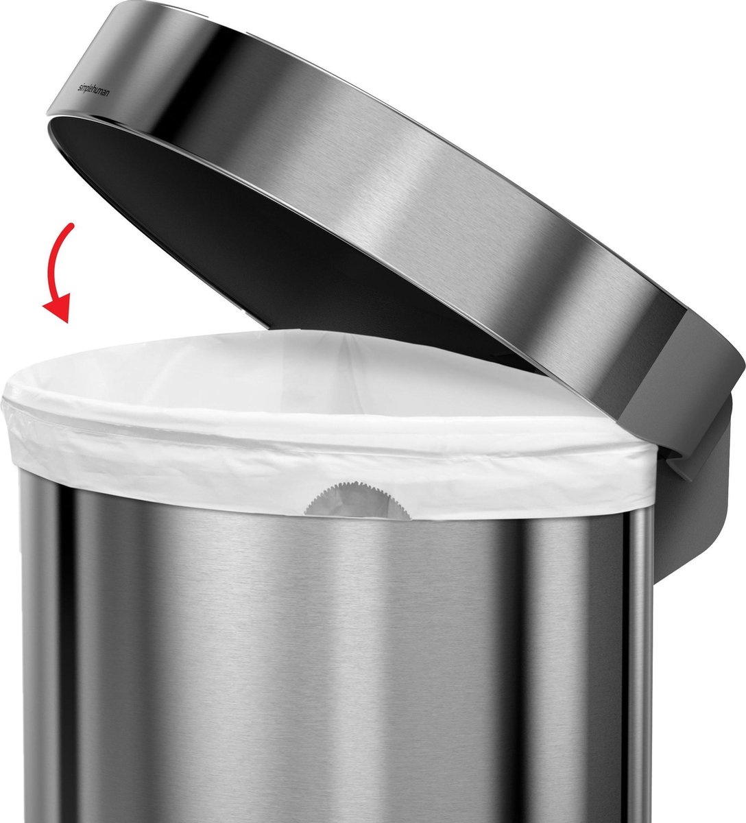 Simplehuman Semi Round 45 Liter Zilver - Silver