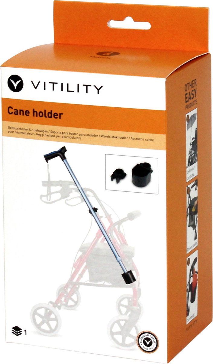 Vitility Mobility Wandelstokhouder - Zwart