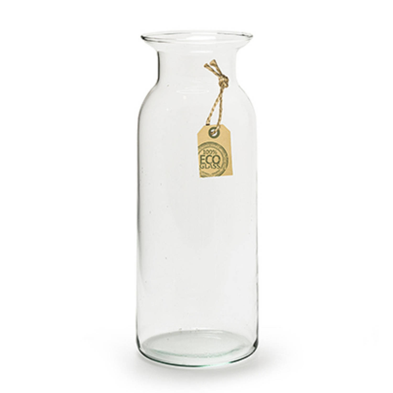 Bellatio Design Transparante Eco Melkbus Vaas/vazen Van Glas 24 Cm Hoog X 9.5 Cm Breed. Boeket Of Losse Bloemen