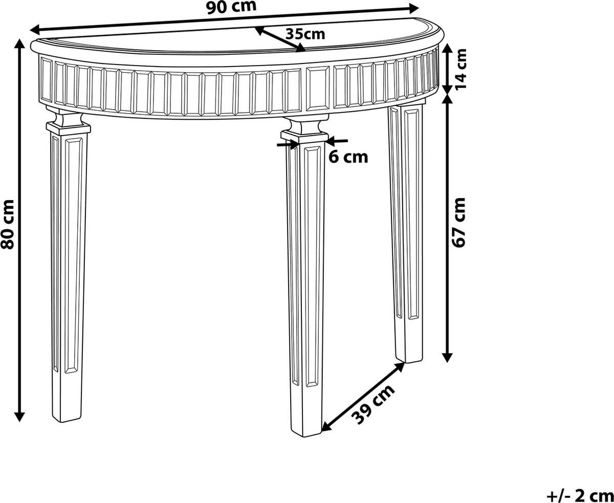 Beliani Tolouse Kaptafel Glas 35 X 90 Cm - Silver