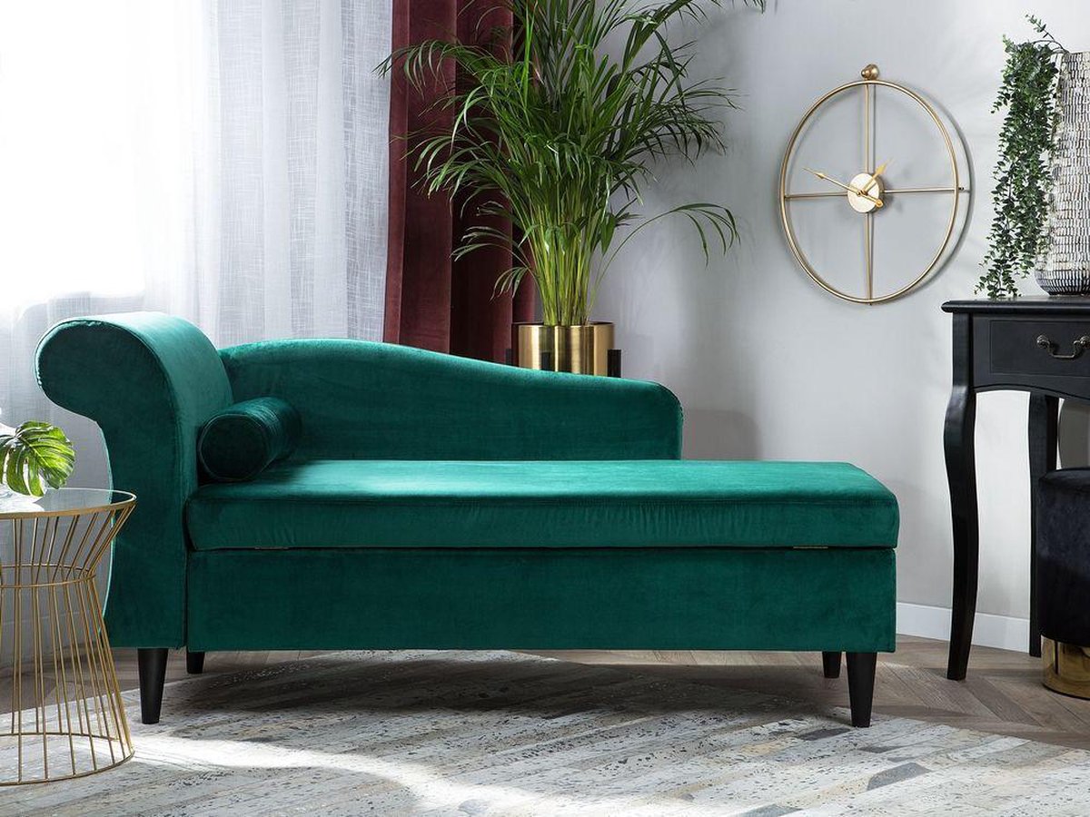 Beliani Luiro Chaise Longue Fluweel 70 X 160 Cm - Groen