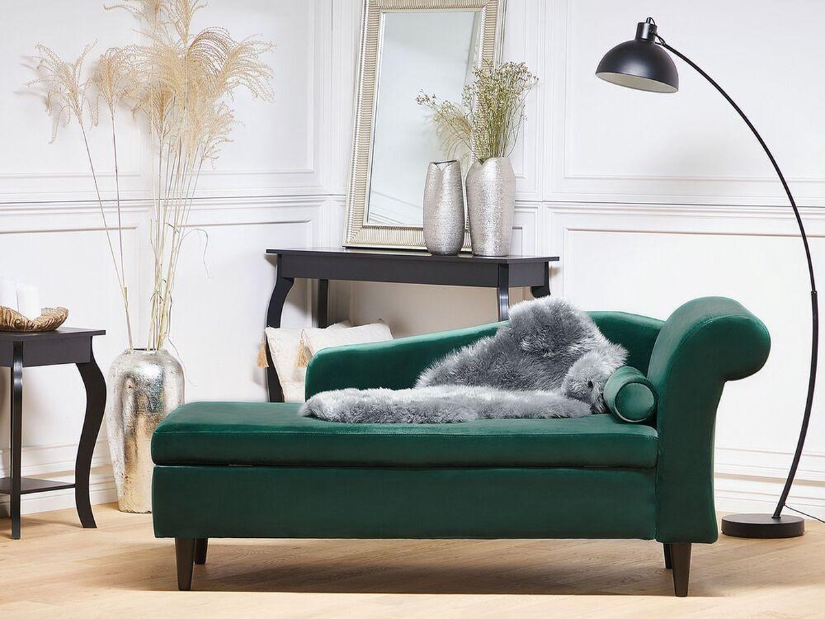 Beliani Luiro Chaise Longue Fluweel 70 X 160 Cm - Groen