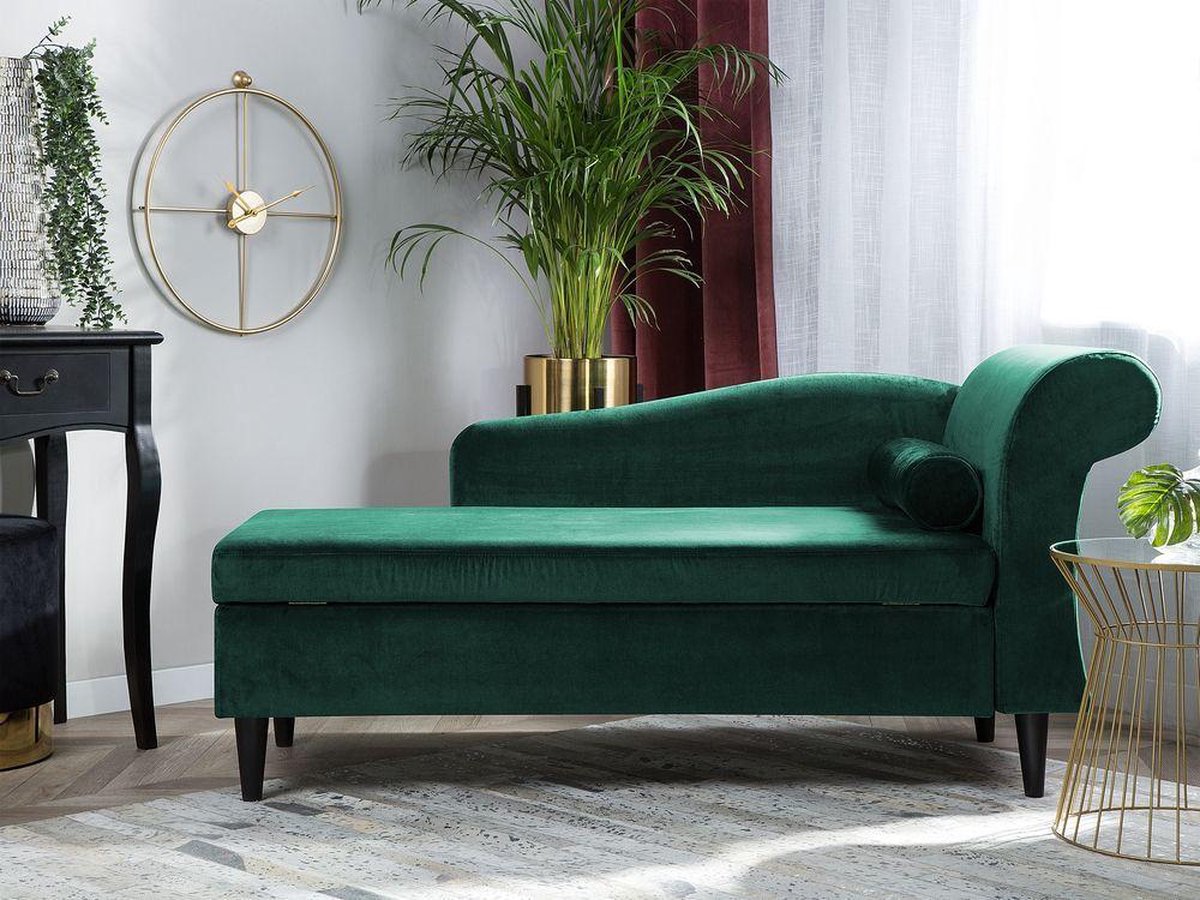 Beliani Luiro Chaise Longue Fluweel 70 X 160 Cm - Groen