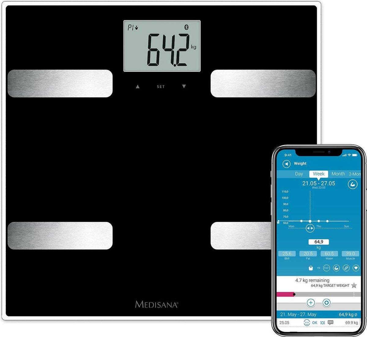 Medisana Bs A41 Lichaamsanalyse Weegschaal Met Bluetooth - Zwart