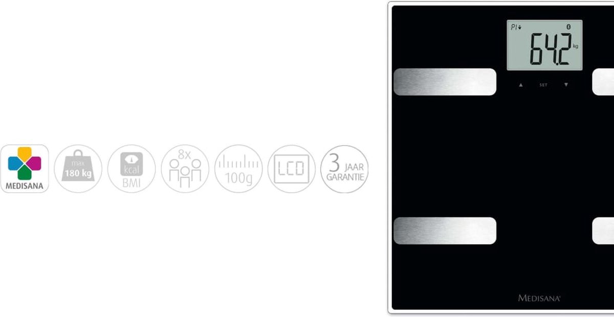Medisana Bs A41 Lichaamsanalyse Weegschaal Met Bluetooth - Zwart