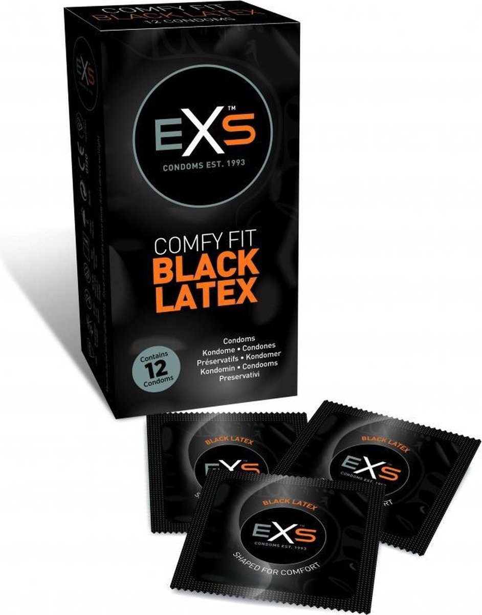 Healthcare EXS Condoms EXS Black Latex condooms 12 pc
